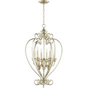 Quorum International Bryant 9 Light 20" Wide Taper Candle Pendant Aged Silver Leaf