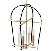 Quorum International Espy 4 Light 14" Wide Chandelier Noir / Aged Brass