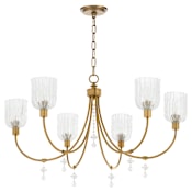 Quorum International Meriam 6 Light 35" Wide Chandelier Brushed Brass