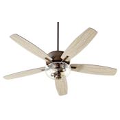 Quorum International Breeze 52" 5 Blade LED Indoor Ceiling Fan with Round Glass Shade Oiled Bronze