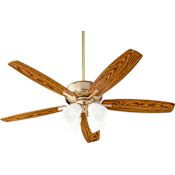 Quorum International Breeze 52" 5 Blade Indoor Ceiling Fan with Light Kit Aged Brass