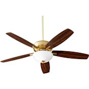 Quorum International Breeze 52" 5 Blade Indoor Ceiling Fan with Light Kit Aged Brass