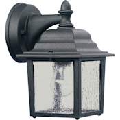 Quorum International 1 Light Outdoor Wall Sconce with Clear Water Glass Shade Black