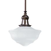 Quorum International 1 Light Schoolhouse Pendant with Glass Schoolhouse Shade Oiled Bronze