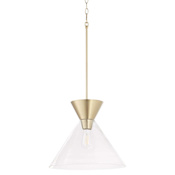 Quorum International Beldar 17" Wide Pendant Aged Brass / Clear Glass