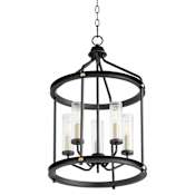 Quorum International Empire 5 Light 16" Wide Pendant Textured Black / Aged Brass