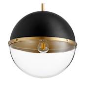 Quorum International 15" Wide Pendant Noir / Aged Brass