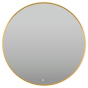 Quorum International Soleil 36" Diameter Circular Flat Steel Framed Wall Mounted Bathroom Mirror with LED Lighting Brushed Brass