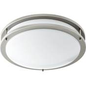 Quorum International Single Light 14-1/2" Wide Integrated LED Flush Mount Drum Ceiling Fixture Satin Nickel
