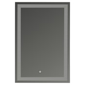 Quorum International Mime 24"W x 36"H Rectangular Flat Frameless Wall Mounted Bathroom Mirror with LED Lighting Mirrored Glass