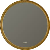 Quorum International Dorato 36" Diameter Circular Flat Steel Framed Wall Mounted Bathroom Mirror with LED Lighting Gold Leaf