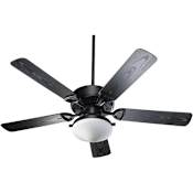 Quorum International Estate Patio 52" 5 Blade Indoor / Outdoor Ceiling Fan - Blades and 2 Bulb Light Kit Included Matte Black