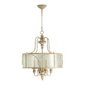 Quorum International Salento 4 Light 22" Wide Single Tier Chandelier with Drum Glass Shade Persian White