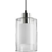 Quorum International Single Light 5" Wide Mini Pendant Satin Nickel Clear and White