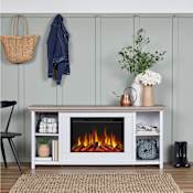 Real Flame Tramore 5,100 BTU 62 Inch Wide Media Console Electric Fireplace with Remote Control
 White