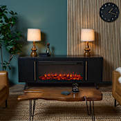 Real Flame Morris 5,100 BTU 72" Media Console Electric Fireplace with Remote Control Black