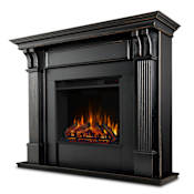 Real Flame Ashley 4,780 BTU / 1,500W 48 Inch Wide Freestanding Mantel Electric Fireplace with Remote Control Black Wash