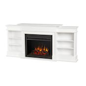 Real Flame Ashton 93 Inch Wide Media Console with 5000 BTU / 1500W Electric Fireplace with Remote Control White