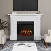Real Flame Manus 64" Wide 5,100 BTU Grand Electric Mantel Fireplace with Multiple Flame Colors
 White