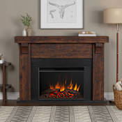 Real Flame Gunnison 64" Wide 5,100 BTU Grand Electric Mantel Fireplace with Multiple Flame Colors Chestnut Barnwood