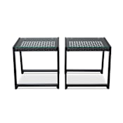 Real Flame Calvin 20 Inch Wide Set of Two Aluminum Framed Outdoor End Tables with Glass Tops Black
