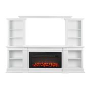 Real Flame Monte Vista 108 Inch Wide Media Console with 5000 BTU / 1500W Electric Fireplace with Remote Control White