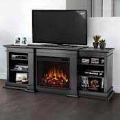 Real Flame Fresno 4,780 BTU / 1,500W Free Standing Media Console Electric Fireplace with Remote Control Antique Gray