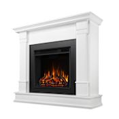Real Flame Silverton 4,780 BTU / 1,500W 48 Inch Wide Free Standing Mantel Electric Fireplace with Remote Control White
