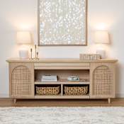 Real Flame Dahlia 76" Wide Ash and White Oak Wood TV Stand White Oak