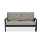 Real Flame Aegean 55" Wide Aluminum Framed Olefin Outdoor Loveseat with Removable Tan Cushion Covers Weathered Slate