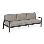 Real Flame Aegean 80" Wide Aluminum Framed Olefin Outdoor Sofa with Removable Tan Cushion Covers Weathered Slate
