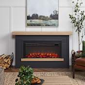 Real Flame Bernice 67 Inch Wide 5,100 BTU Vent Free Electric Mantel Fireplace Charcoal