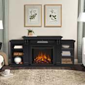 Real Flame Calie 4,780 BTU / 1,500W 67 Inch Wide Media Console Electric Fireplace with Remote Control Black