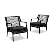 Real Flame Calvin 25.25 Inch Wide Two Piece Aluminum Framed Fabric Outdoor Chair Set Black