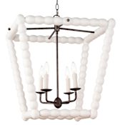 Regina Andrew Coastal Chic 4 Light 23" Wide Taper Candle Lantern Chandelier White