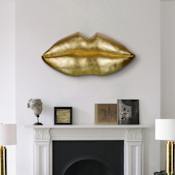 Ren Wil Kiss Kiss 49" Wide Decorative Lips Wall Sculpture Matte Gold