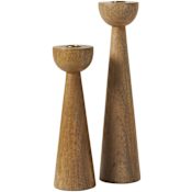Ren Wil Laurier Mango Table 2 Taper Candle Decorative Candle Holder - Set of 2 Light Brown