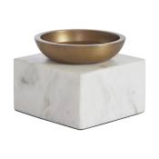 Ren Wil Carvella 4 Inch Tall Gold Candle Holder White