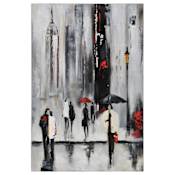 Ren Wil Bustling City I 24" Wide by 36" High Canvas Wall Décor Black / White / Red