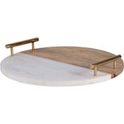 Ren Wil Dinova 14" Wide Mango Decorative Tray with Bar Handles Natural / White
