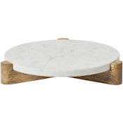 Ren Wil Lance Mango, Marble, and Wood Tabletop Platter White