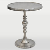Ren Wil Romina Chrome 22" Decorative Aluminum Accent Table in Antiqued Chrome Chrome
