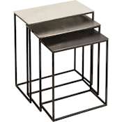 Ren Wil Manisa Set of 3 - Industrial Aluminum Mixed Metals Nesting Accent Tables Black