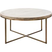 Ren Wil Liana 30" Diameter Mango Table Natural / Antique Brass
