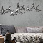 Ren Wil Murmuration 42"W Flock of Birds Metal Wall Art Gray