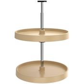 Rev-A-Shelf Value Line Polymer 18" Full Circle 2 Tier Lazy Susan with 26-31" Adjustable Pole for Corner Wall Cabinets - 60lb Total Capacity Almond