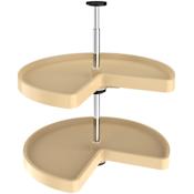 Rev-A-Shelf Value Line Double 2 Tier 24" Kidney Shaped Lazy Susan with 26-31" Adjustable Pole for Corner Base Cabinets Almond