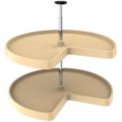 Rev-A-Shelf Value Line Double 2 Tier 28" Kidney Shaped Lazy Susan with 26-31" Adjustable Pole for Corner Base Cabinets Almond