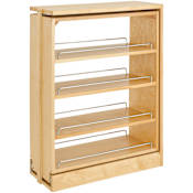 Rev-A-Shelf Wood Classics 9" Base Filler Pull Out Between Cabinet Base Filler Organizer for New / Remodel Kitchen Applications Maple