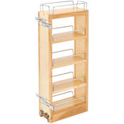 Rev-A-Shelf Wood Classics 5" Wall Cabinet Pull Out Organizer with Soft Close Slides For Upper Cabinets Maple